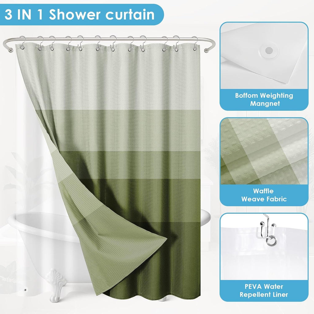 Sage Ombre Shower Curtain Set