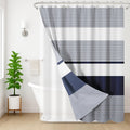 Navy Striped Shower Curtain Set
