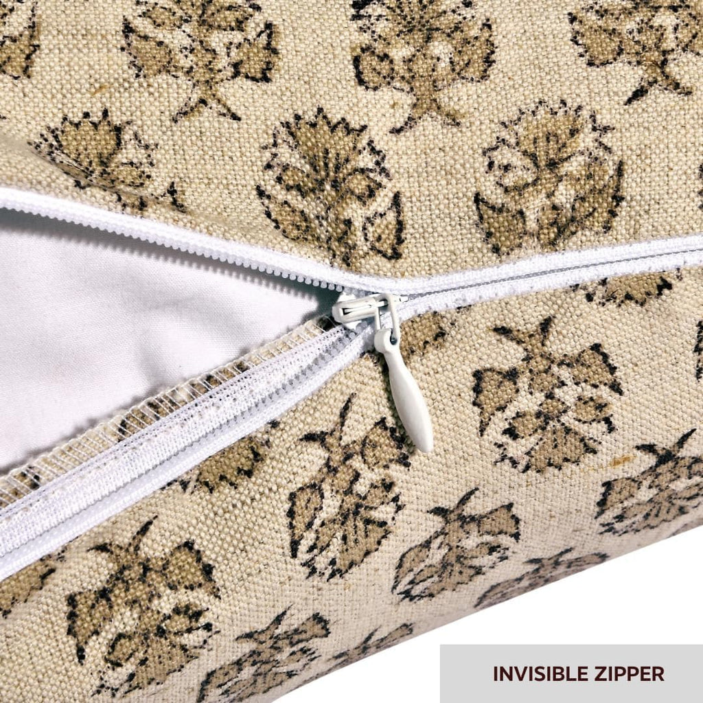 Beige Block Print Pillow Cover Set