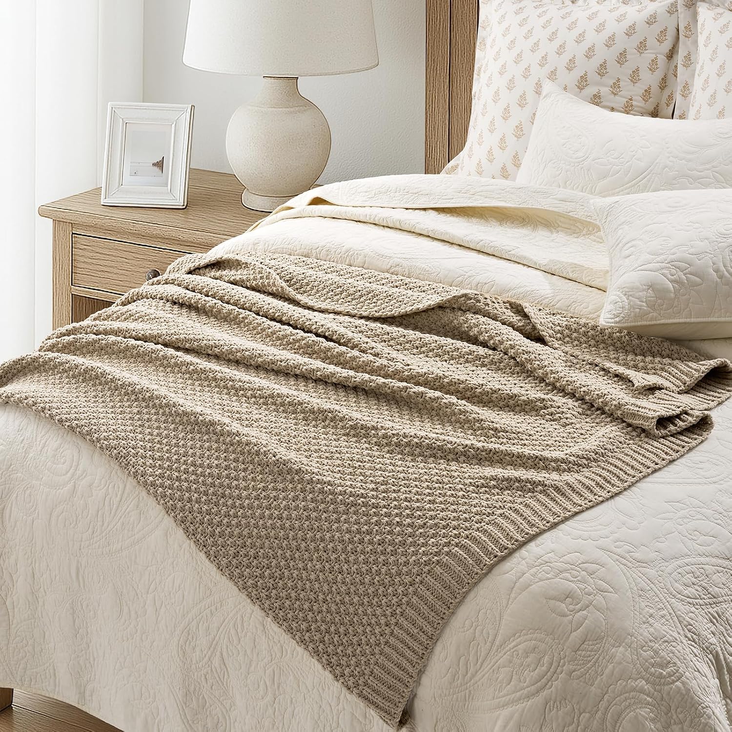 Sand Dune Chunky Knit Throw Blanket