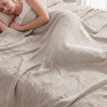 Khaki Bamboo Cooling Waffle Throw Blanket