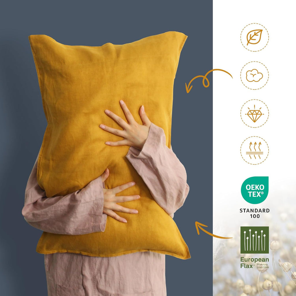 Yellow Natural Linen Pillow Sham Set