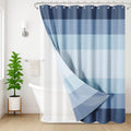 Blue Ombre Striped Shower Curtain Set