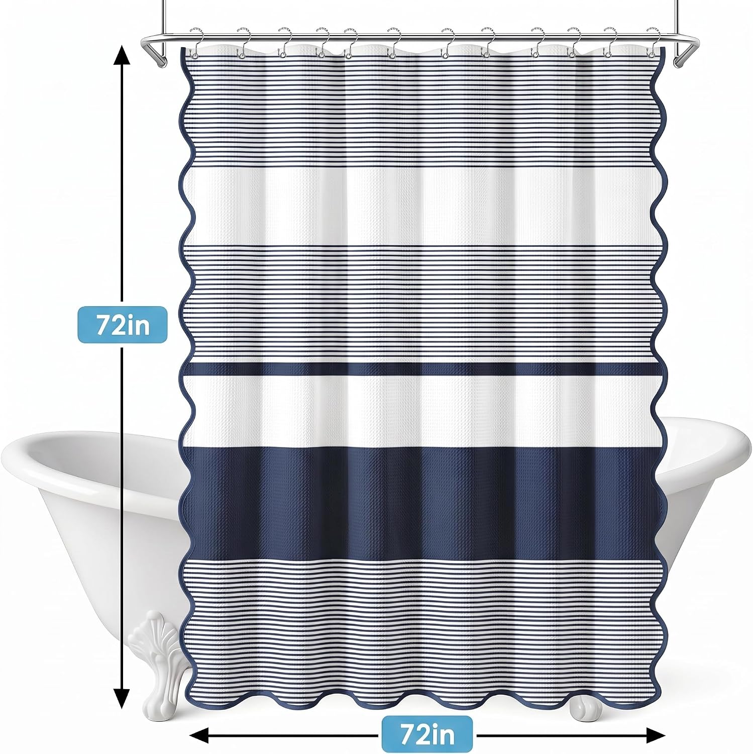 Navy Waffle Shower Curtain Set