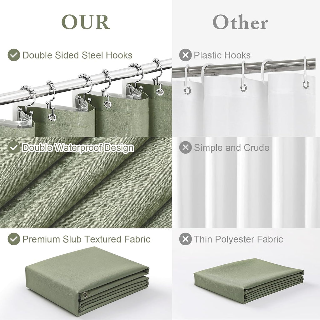 Textured 3-in-1 Shower Curtain Set