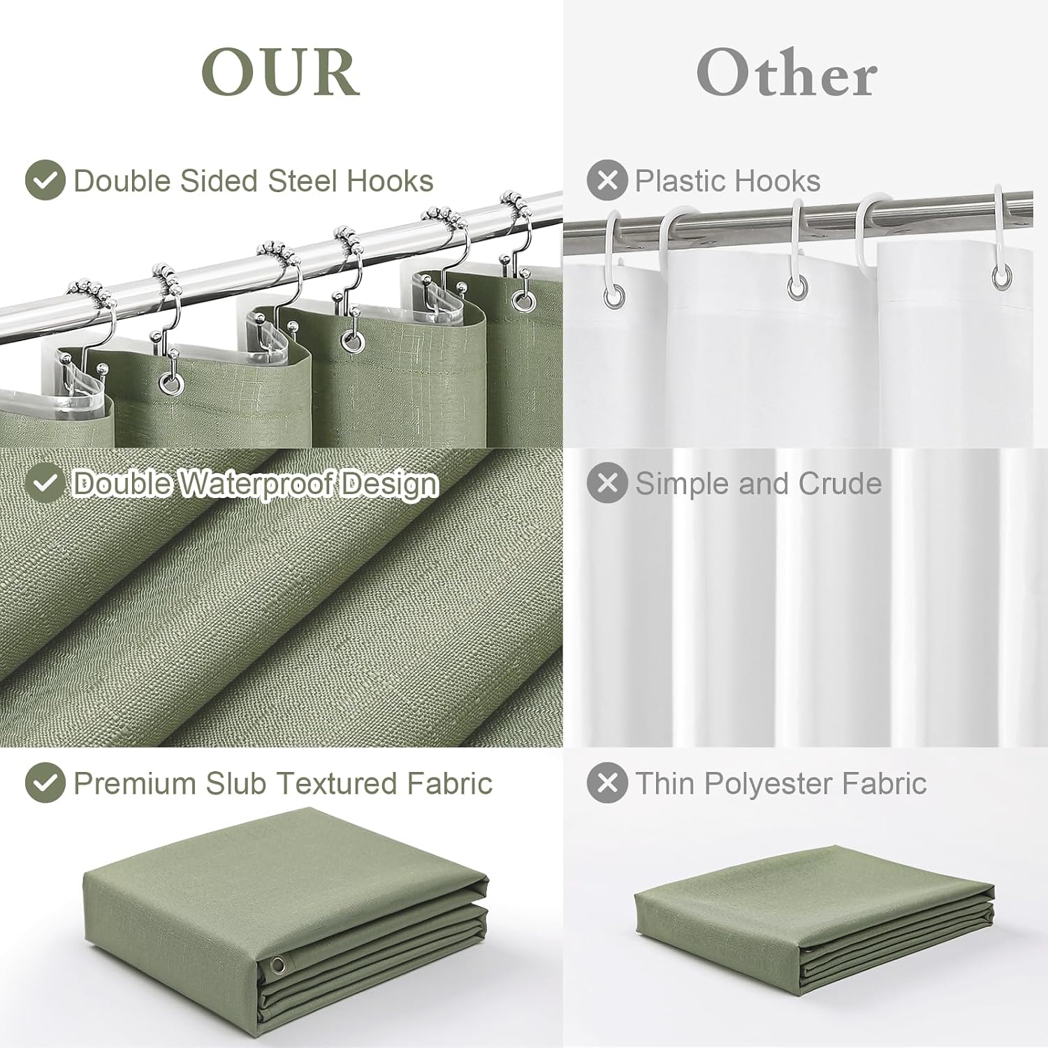Textured 3-in-1 Shower Curtain Set