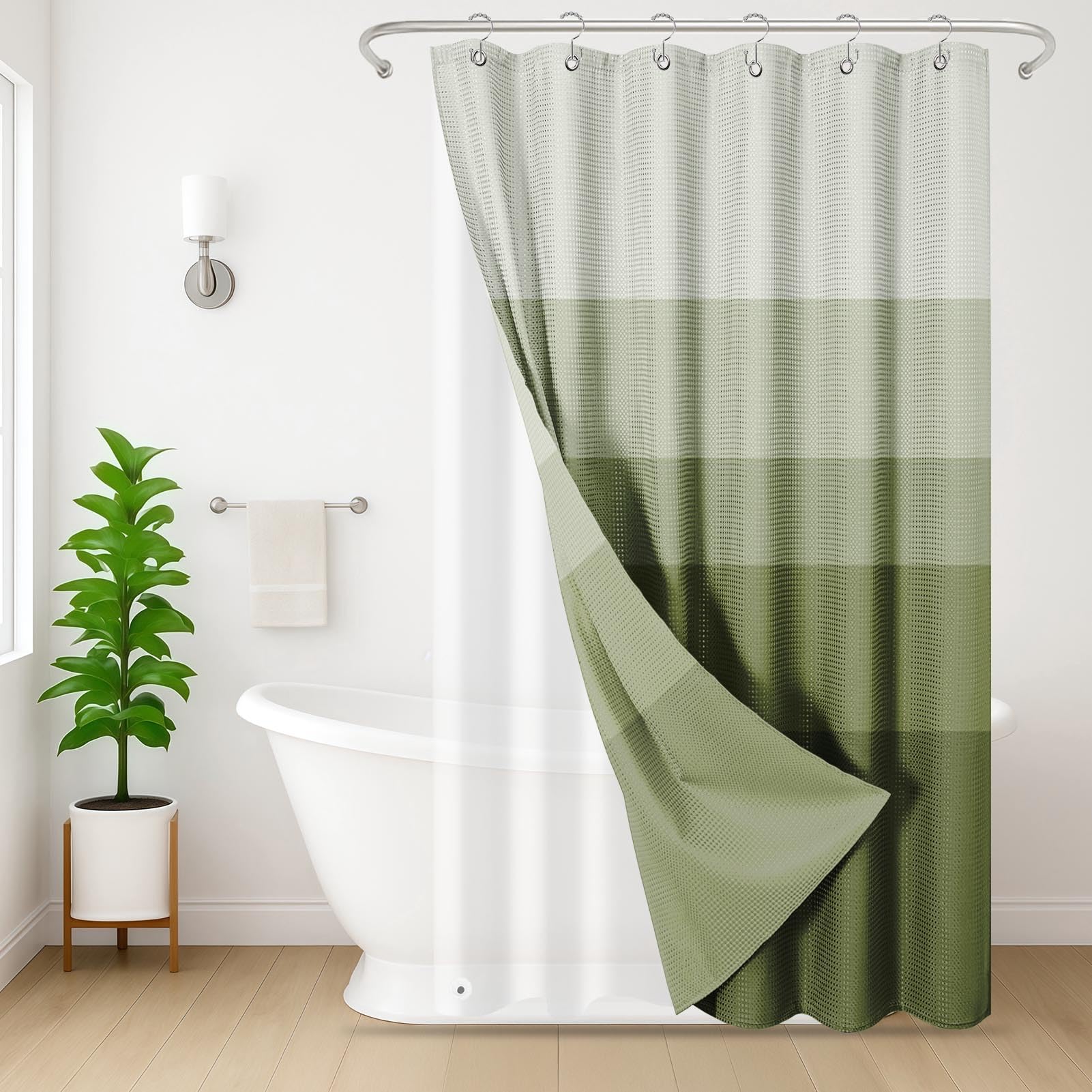 Sage Ombre Shower Curtain Set