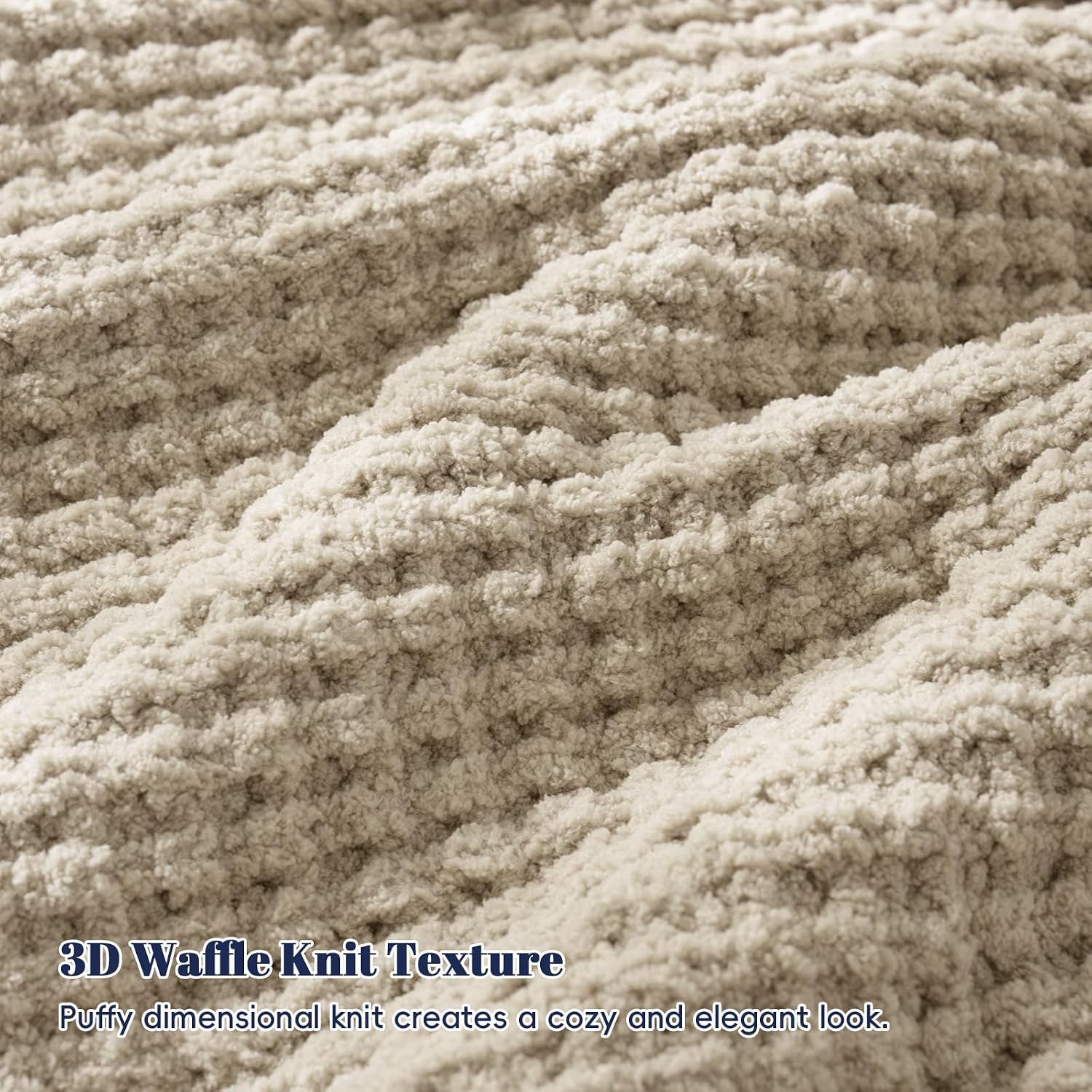 Natural Chenille Waffle Knit Throw Blanket