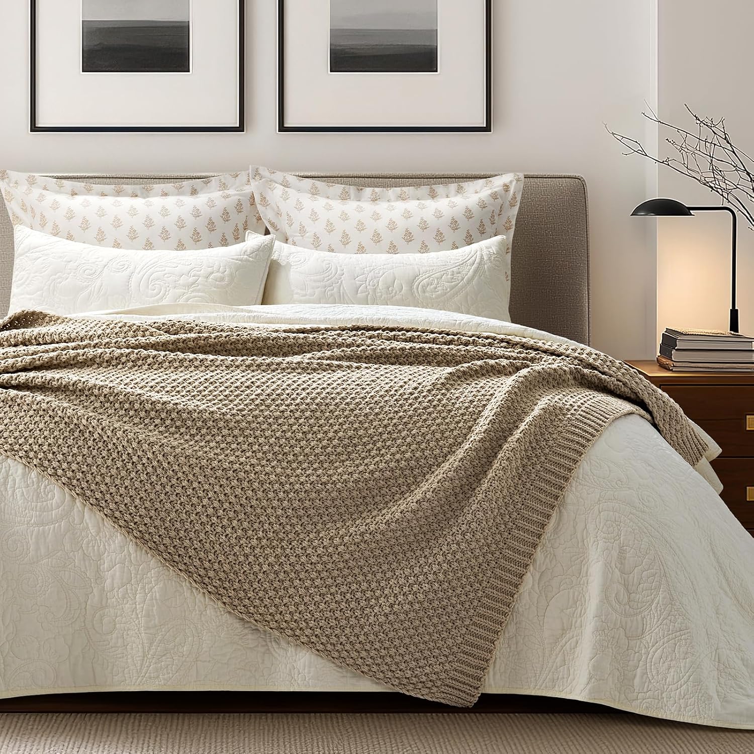 Sand Dune Chunky Knit Throw Blanket