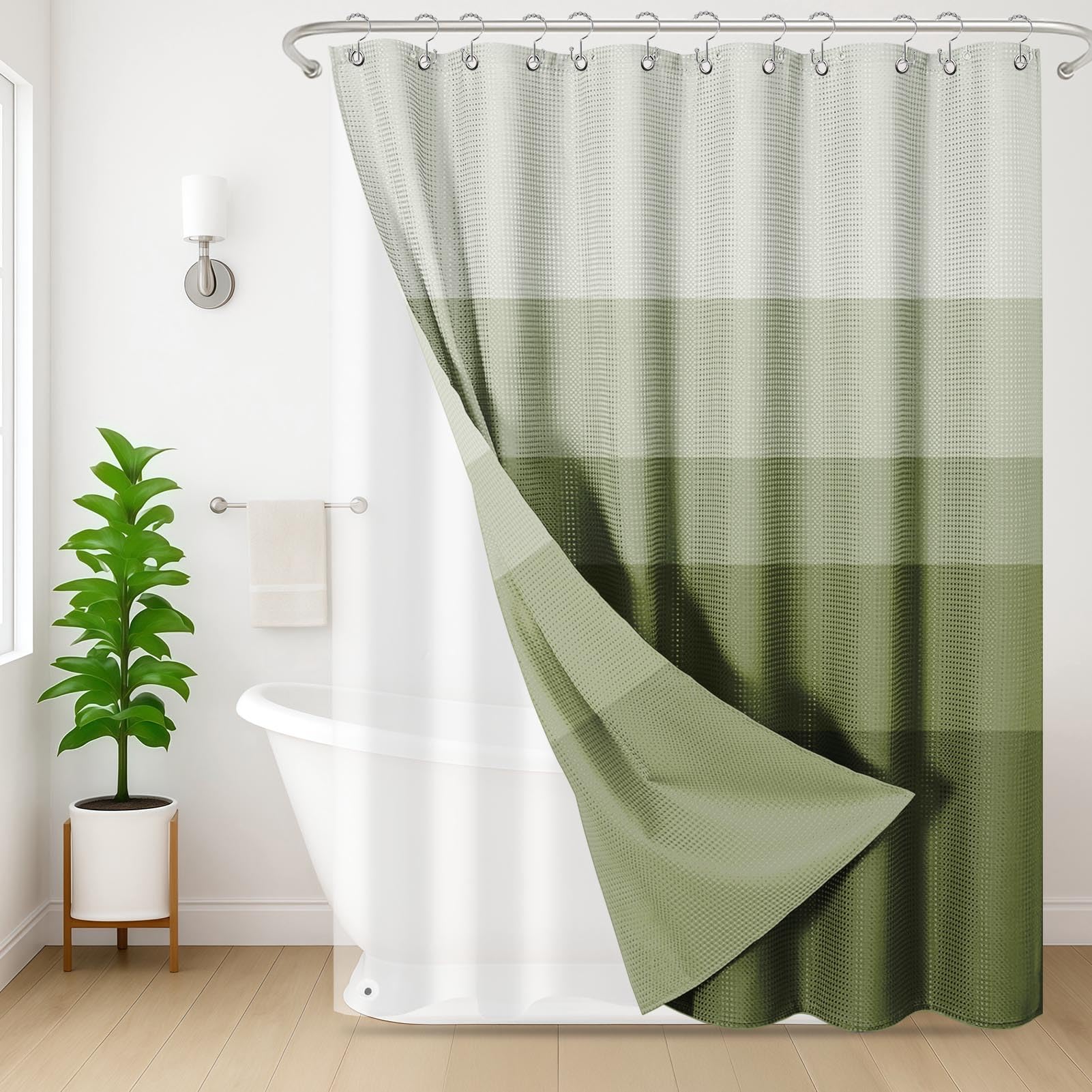 Sage Ombre Shower Curtain Set
