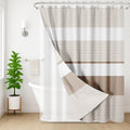 Beige Striped Shower Curtain Set