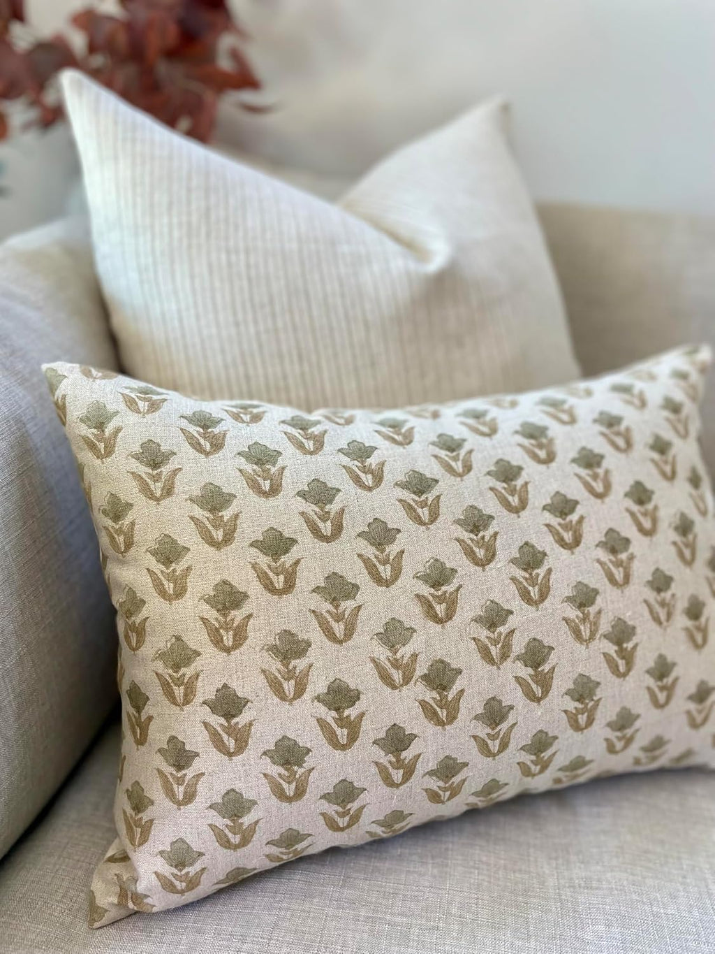 Hand Block Print Linen Pillow Cover