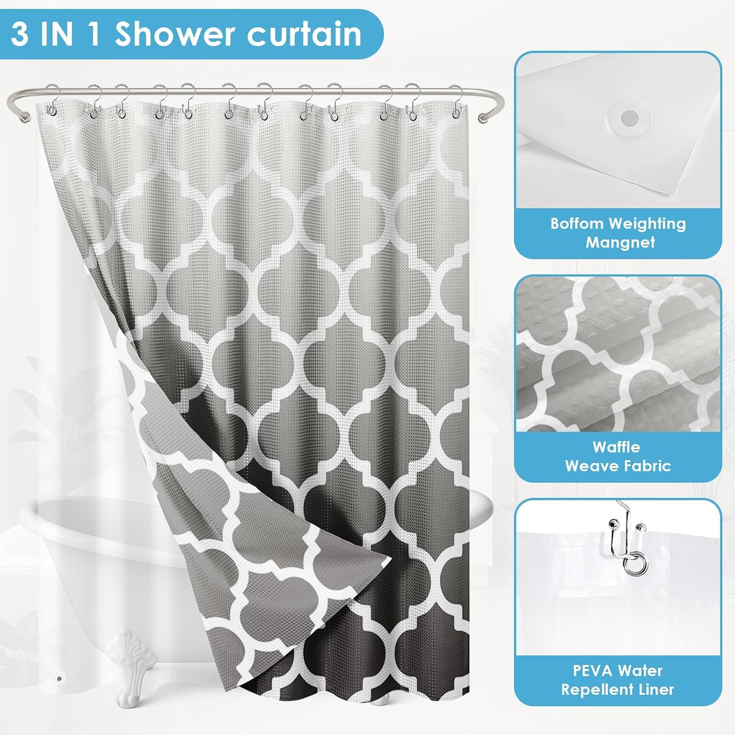 Grey Gradient Shower Curtain Set