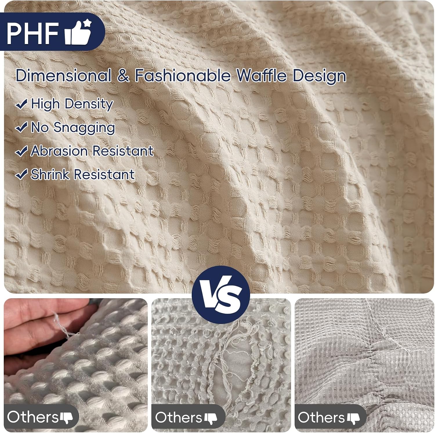 Light Tan Waffle Weave Queen Blanket