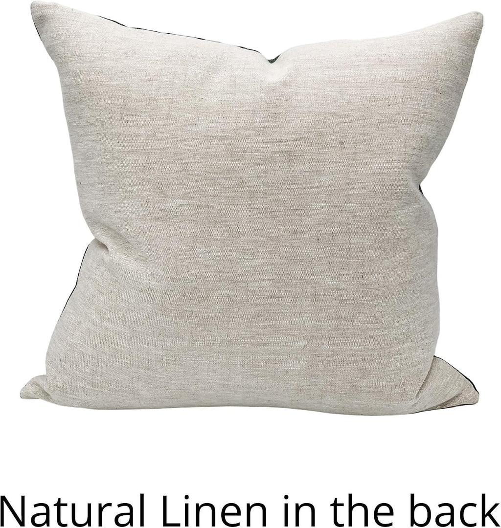 Tan Floral Linen Pillow Cover