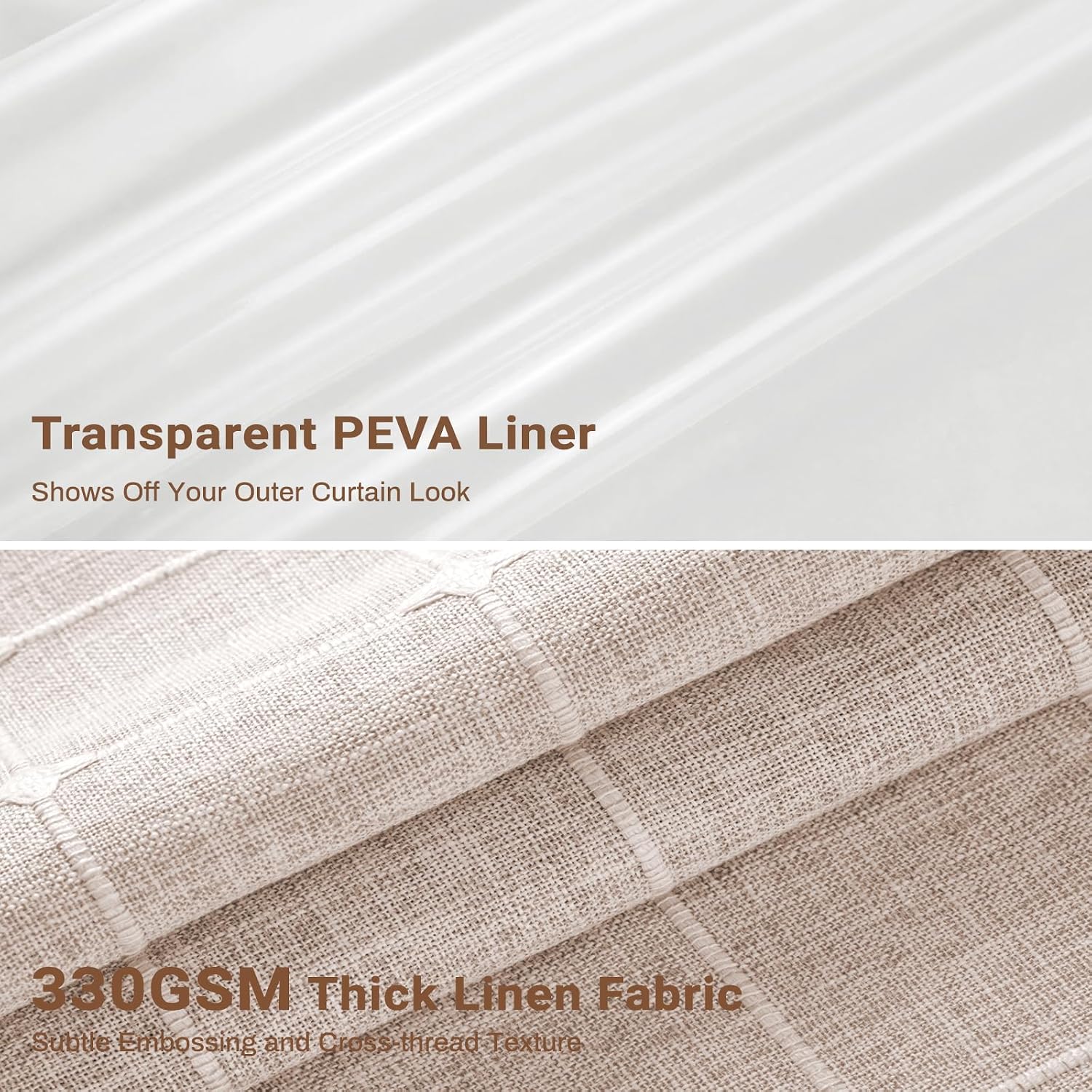Taupe Boho Linen Shower Curtain Set