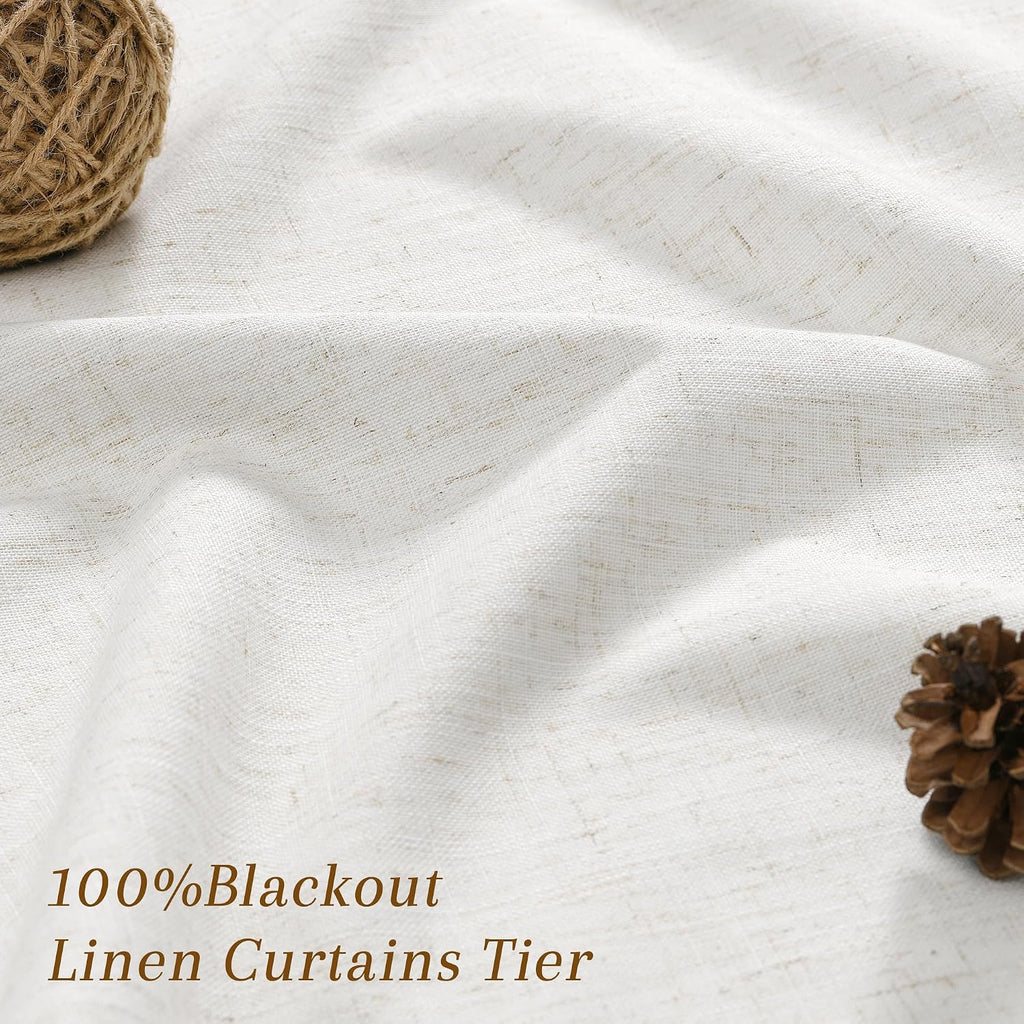 Natural Ivory Linen Blackout Curtains 94 Inch