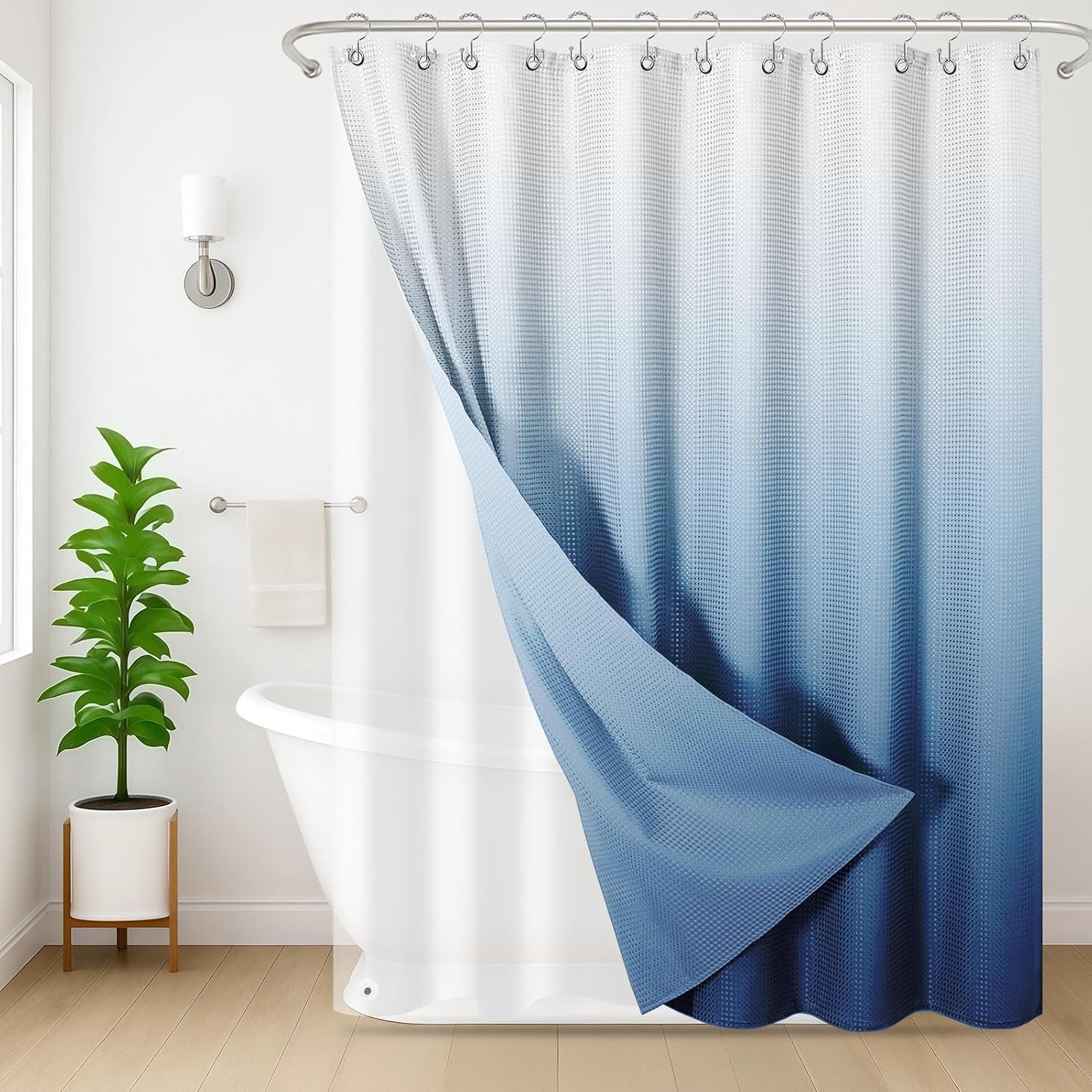Blue Ombre Shower Curtain Set