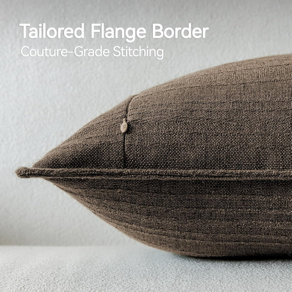 Coco Brown Linen Pillow Cover Set