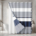 Navy Waffle Shower Curtain Set