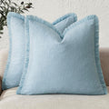 Light Blue Fringe Pillow Cover Set