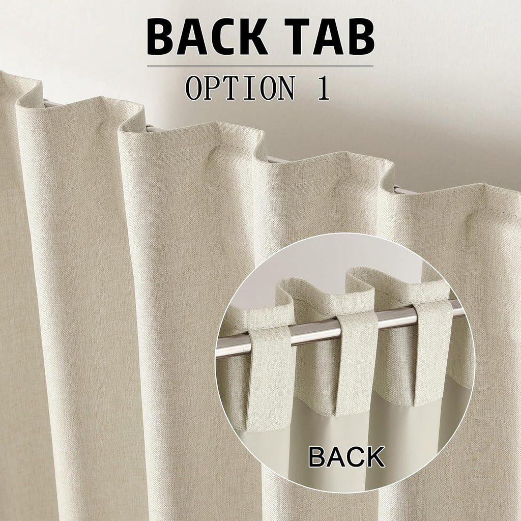 Natural Birch Linen Blackout Curtains 96 Inch