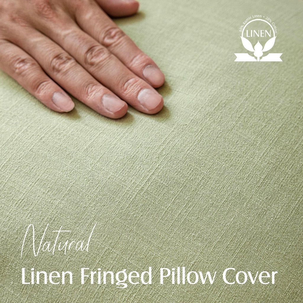 Sage Fringe Pillow Cover Set