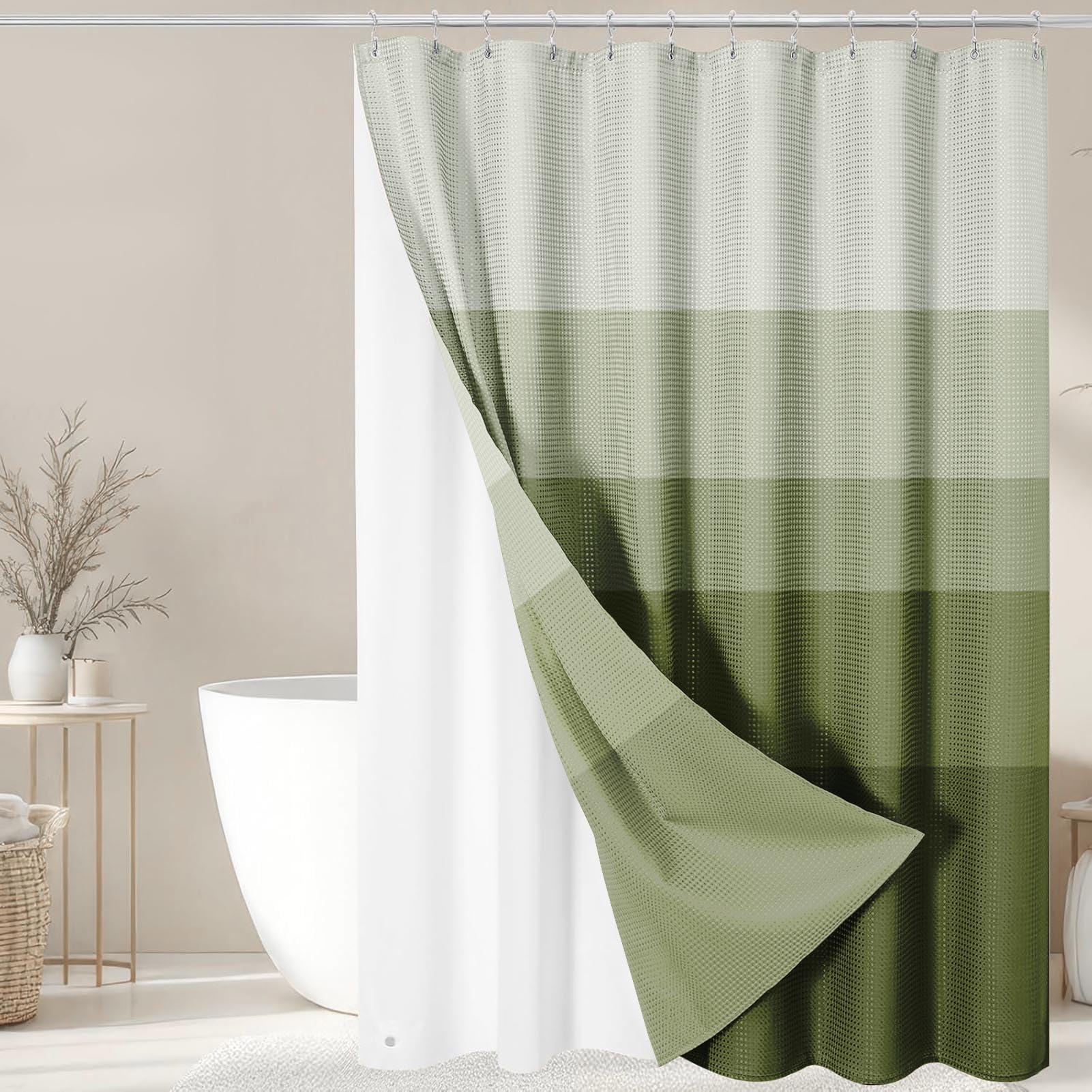 Sage Ombre Shower Curtain Set