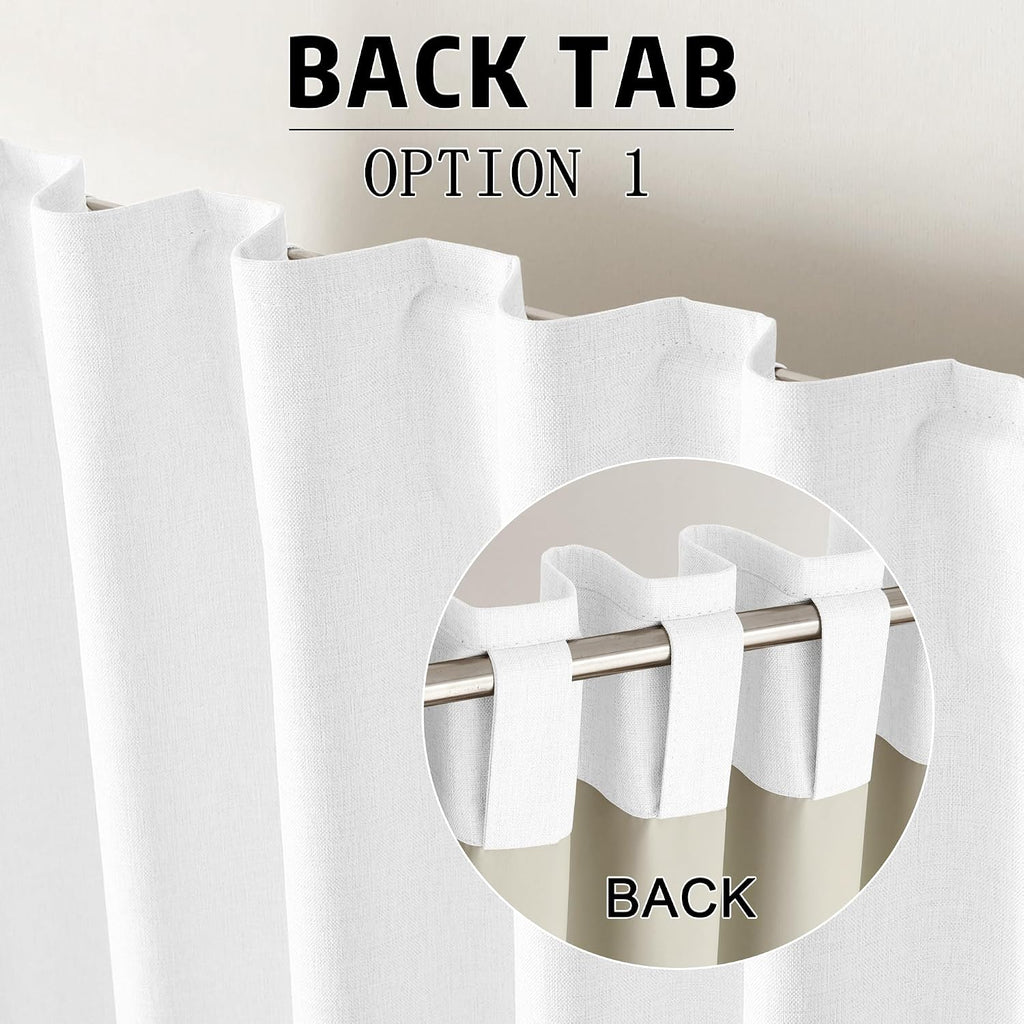 Pure White Linen Blackout Curtains 96 Inch