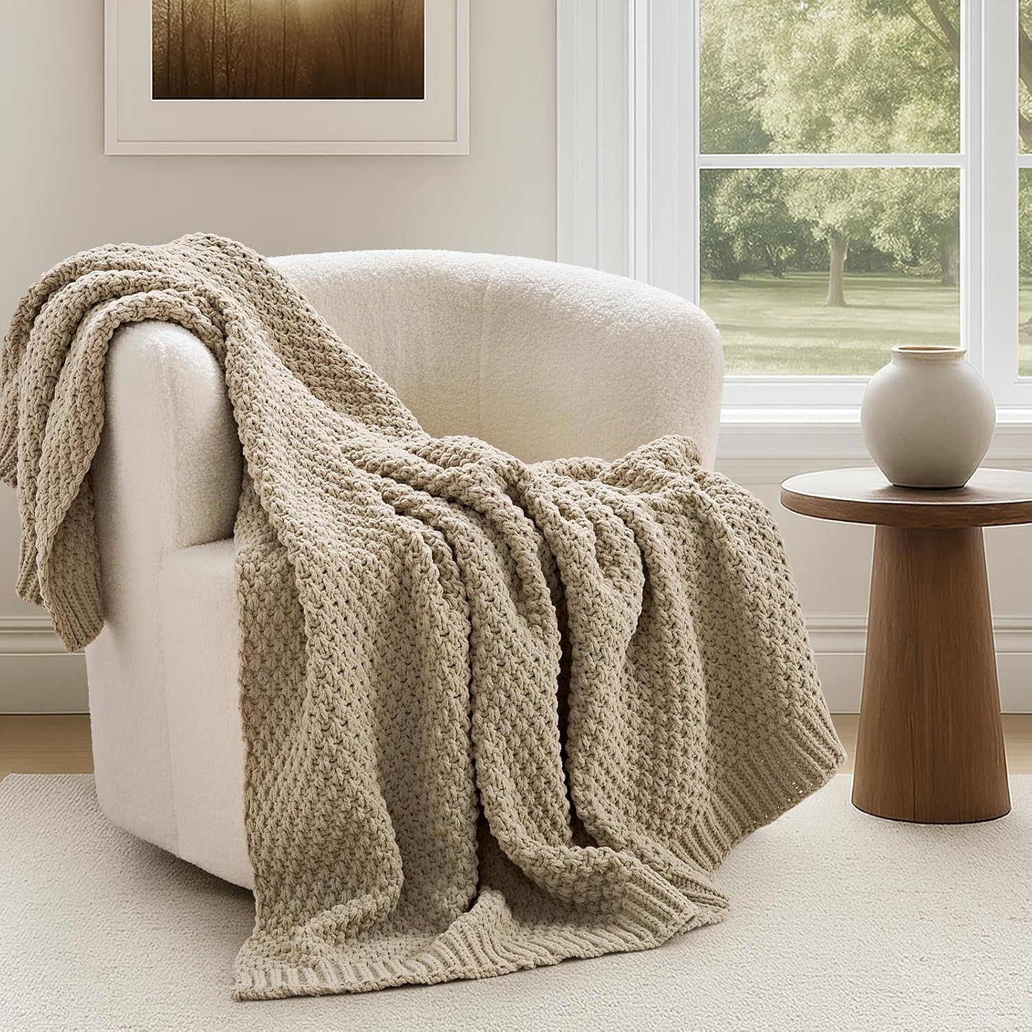Sand Dune Chunky Knit Throw Blanket