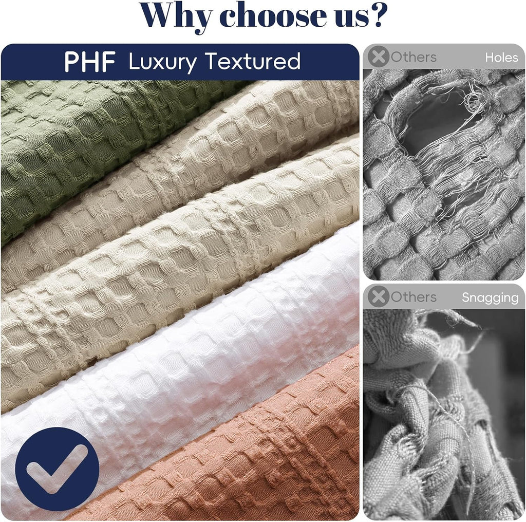 Natural Linen Waffle Weave Queen Blanket
