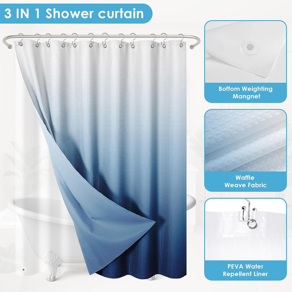 Blue Ombre Shower Curtain Set