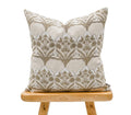 Tan Floral Linen Pillow Cover