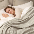 Natural Linen Waffle Weave Queen Blanket
