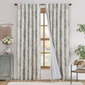 Grey Floral Linen Blend Blackout Curtains 84 Inch