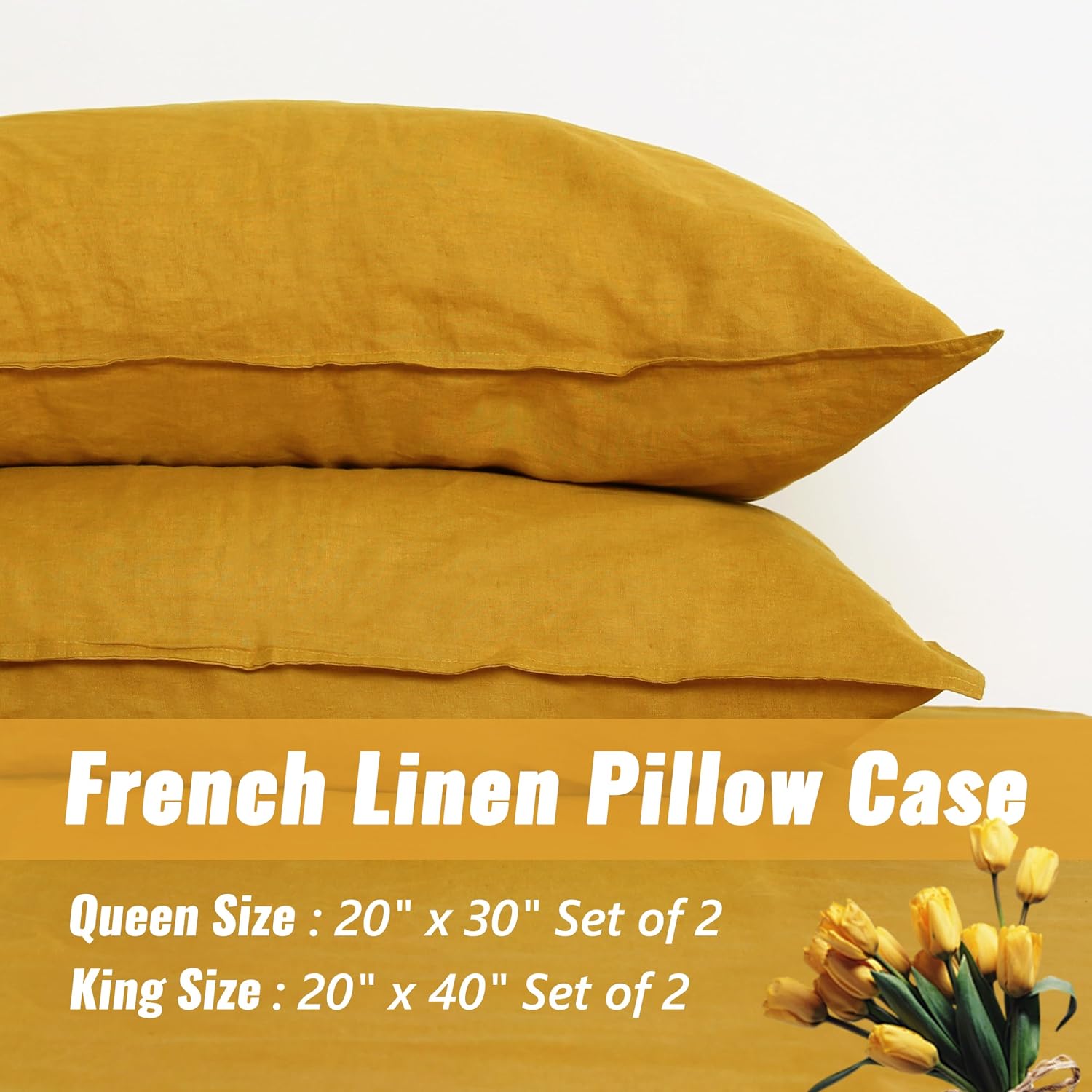 Yellow Natural Linen Pillow Sham Set