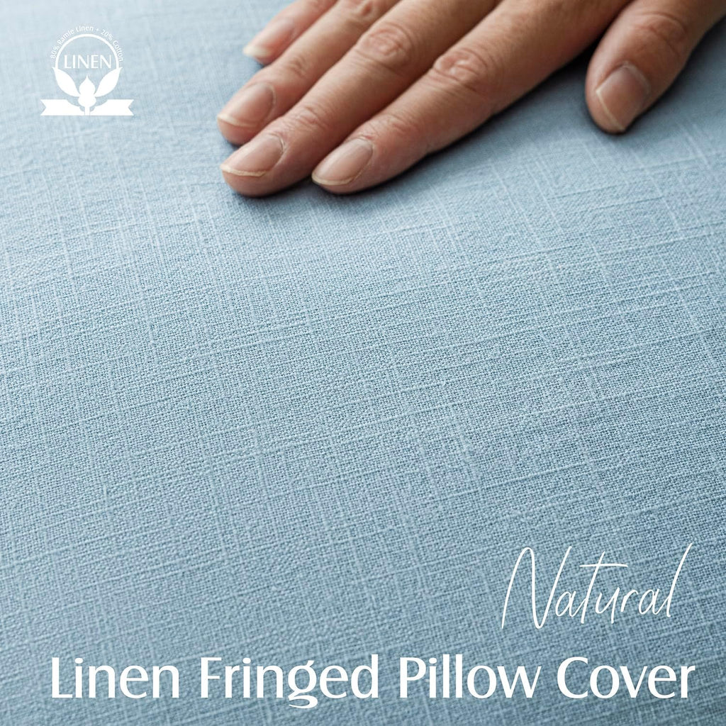 Light Blue Fringe Pillow Cover Set