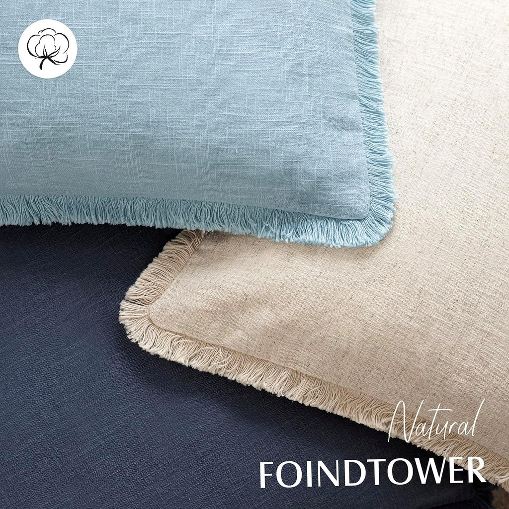 Light Blue Fringe Pillow Cover Set