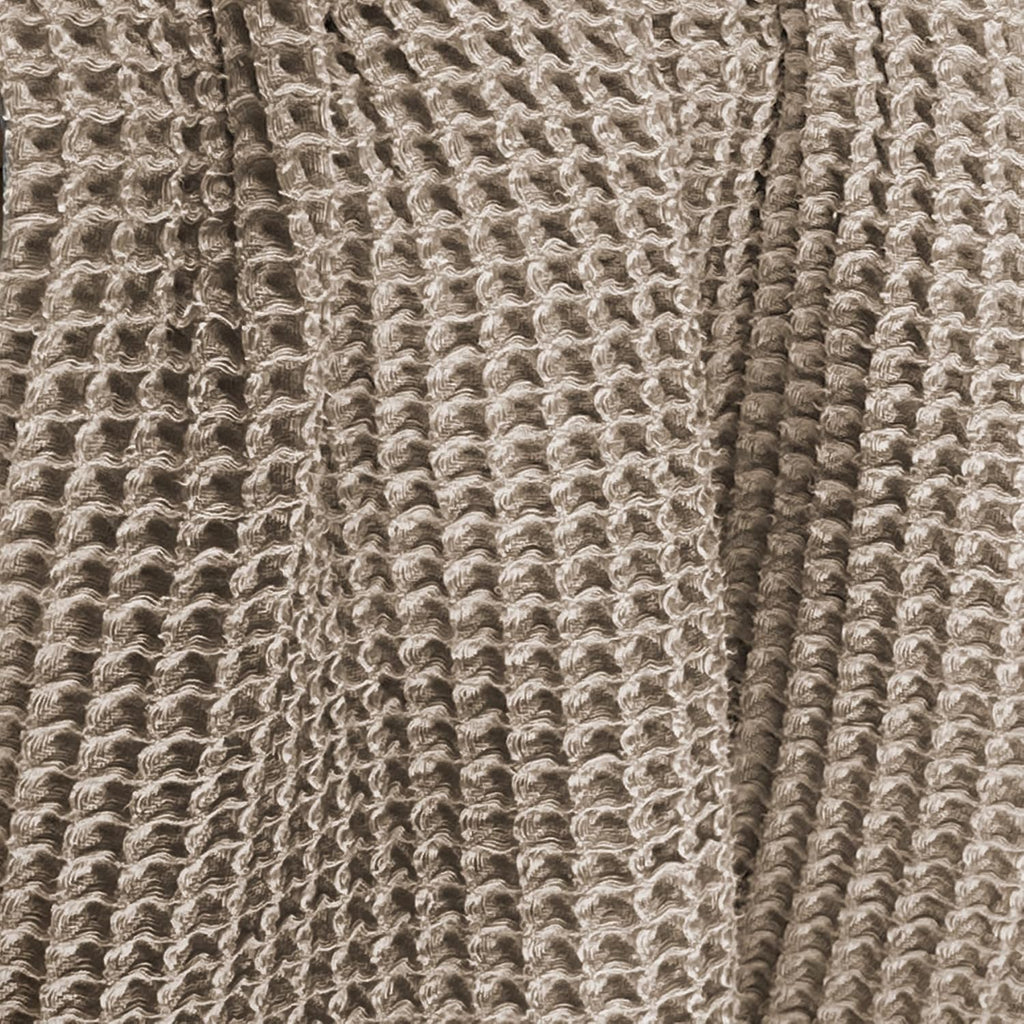 Taupe Cotton Waffle Throw Blanket