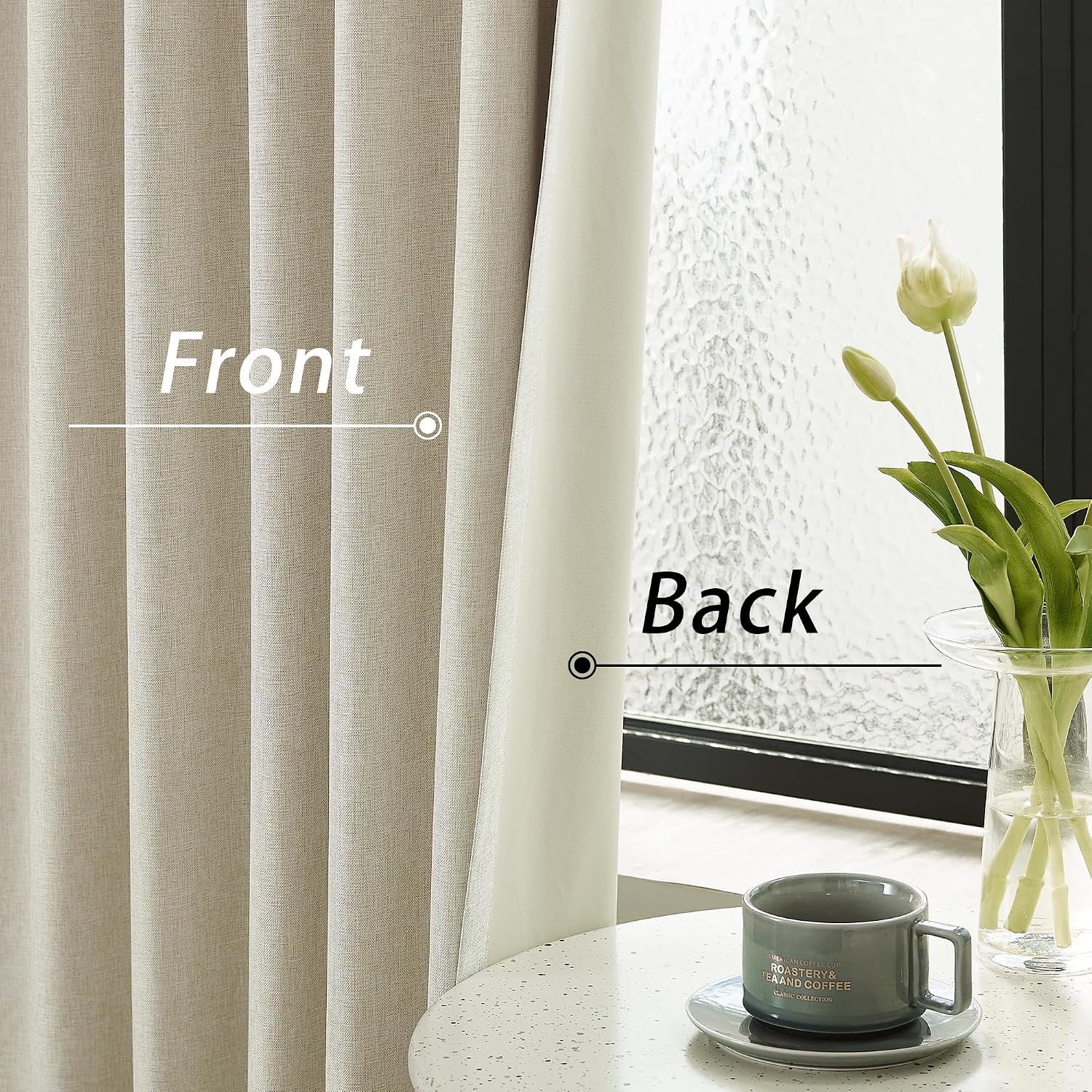 Natural Birch Linen Blackout Curtains 96 Inch