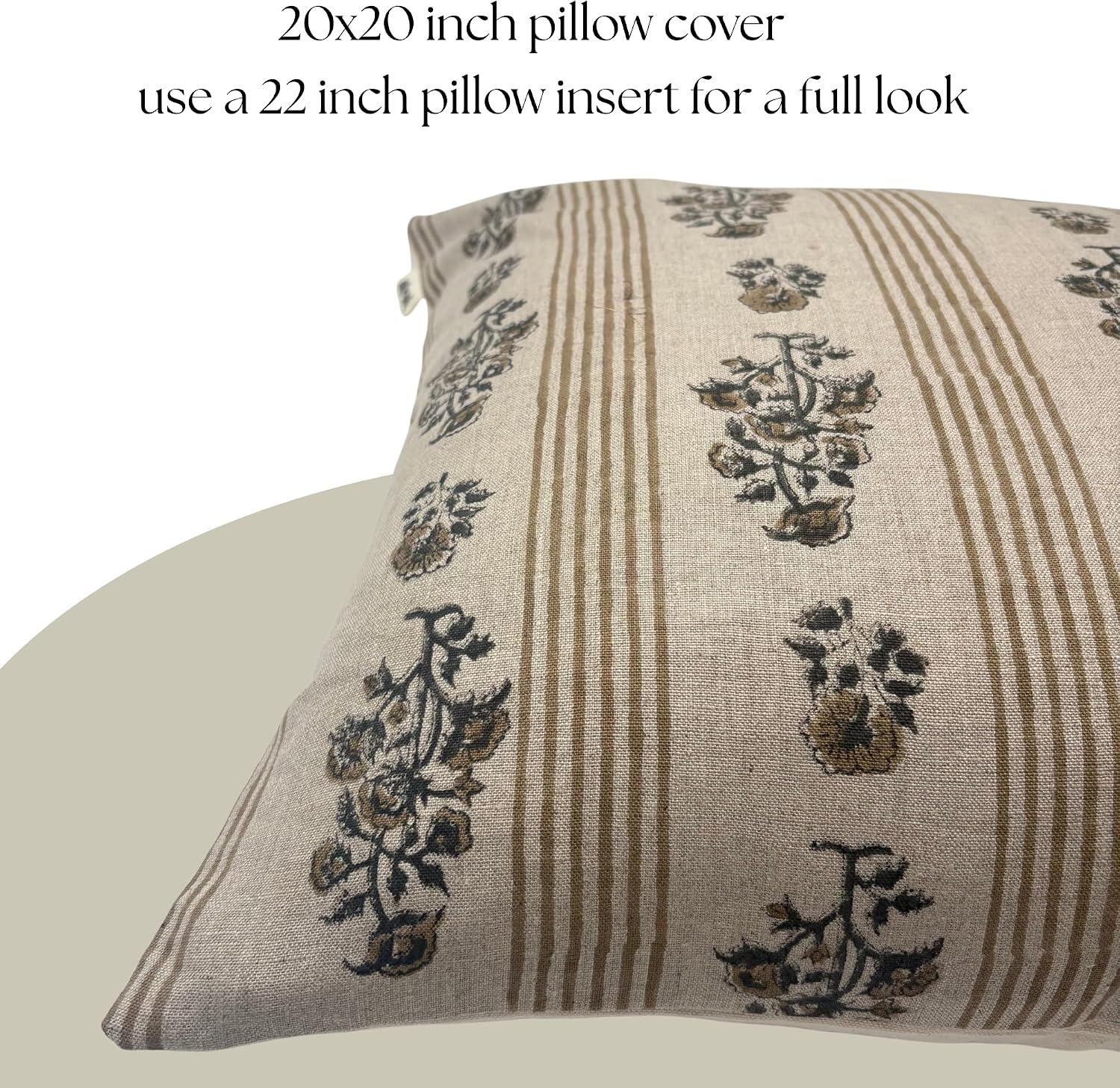 Floral Striped Linen Pillow Covers