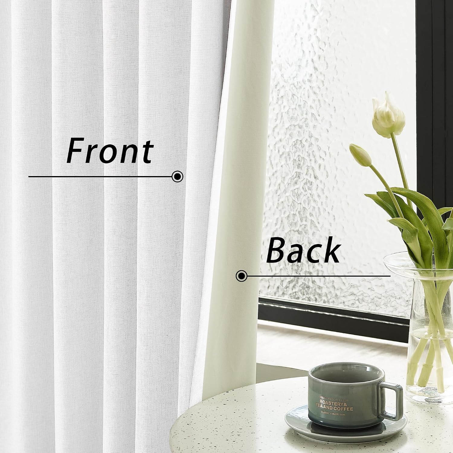 Pure White Linen Blackout Curtains 96 Inch