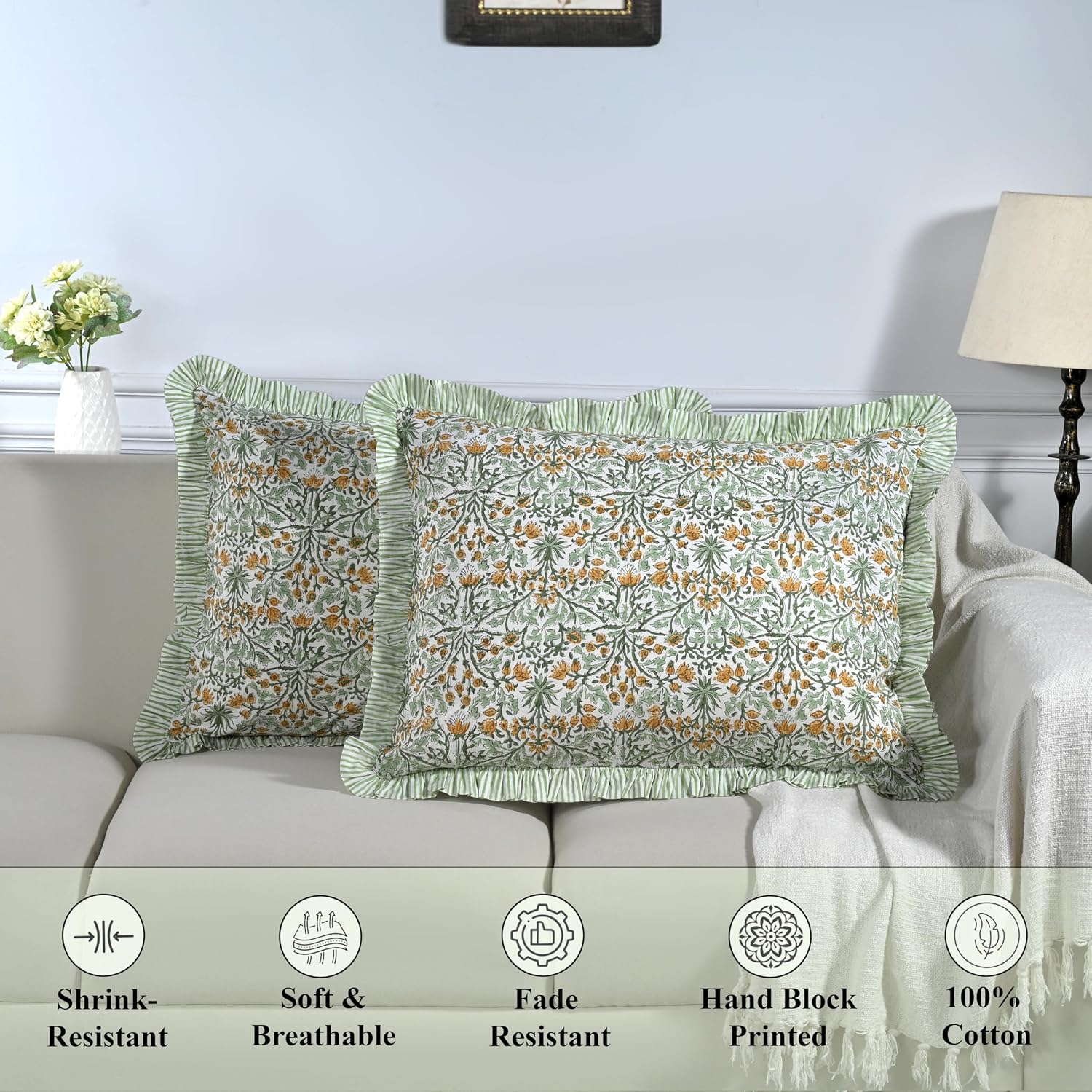 Yellow Floral Ruffle Pillow Sham
