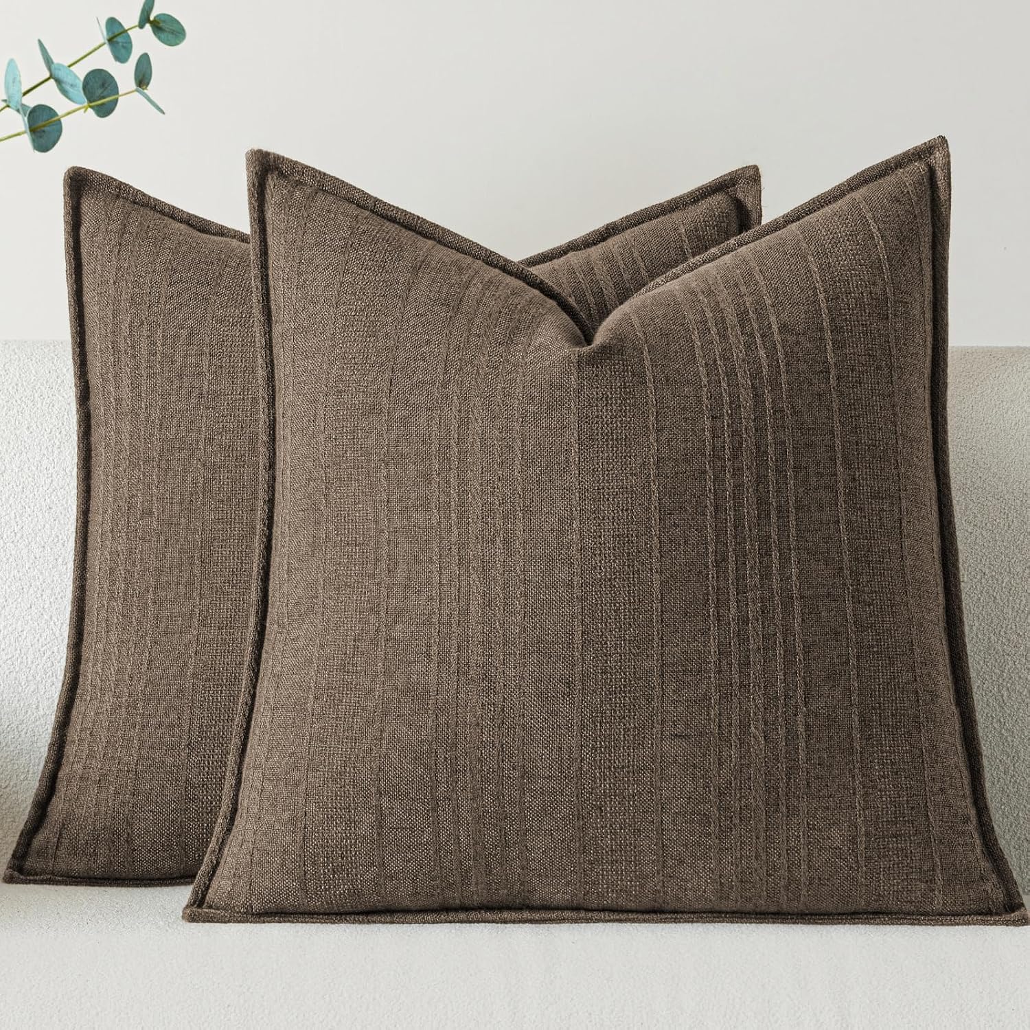 Coco Brown Linen Pillow Cover Set