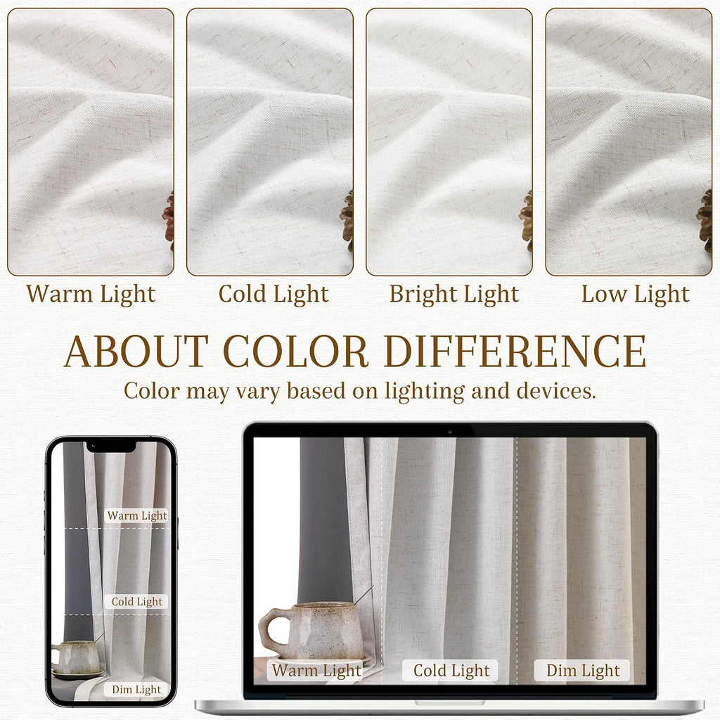 Natural Ivory Linen Blackout Curtains 94 Inch