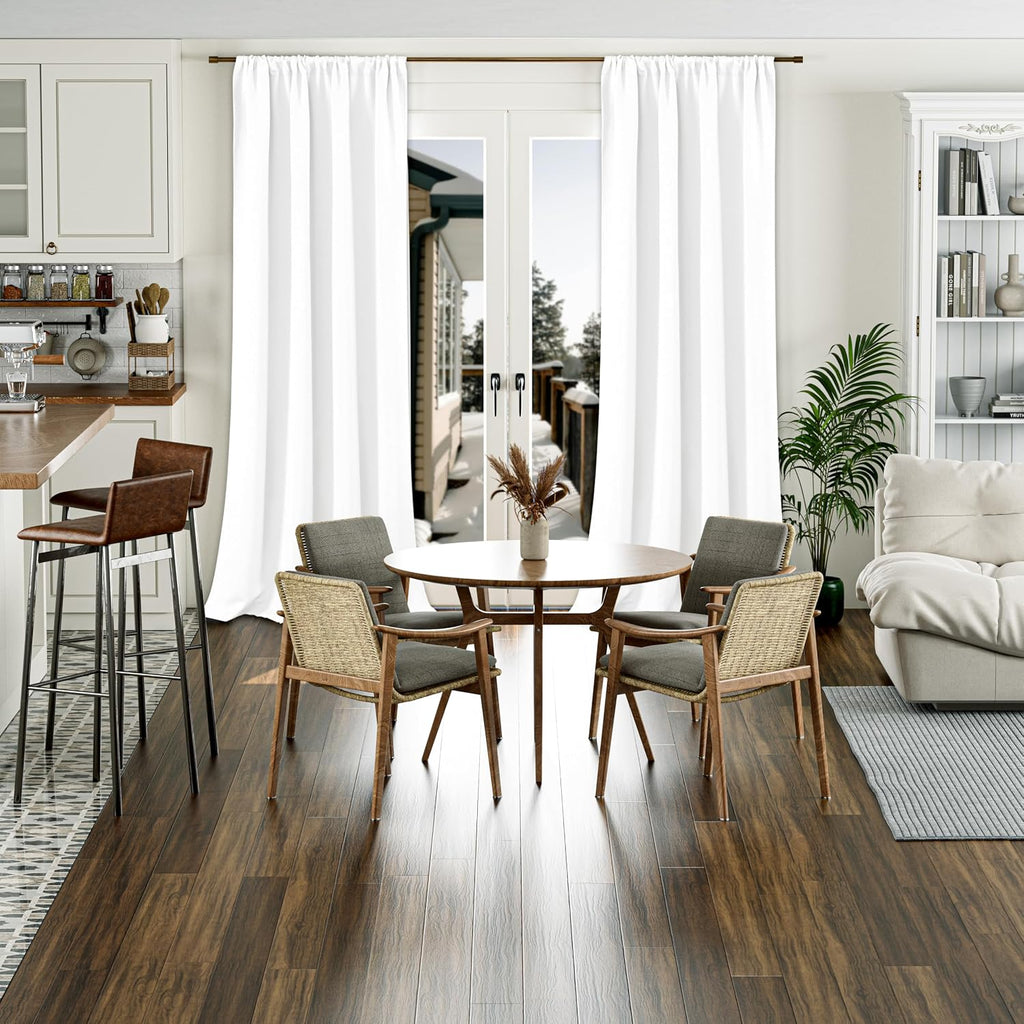White Extra Long Blackout Curtains