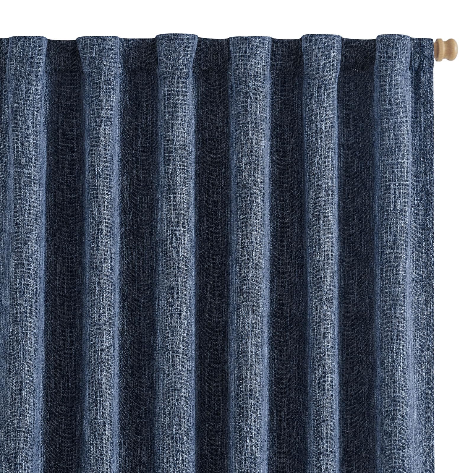 Blue Burlap Textured Blackout Curtains 84 Inch