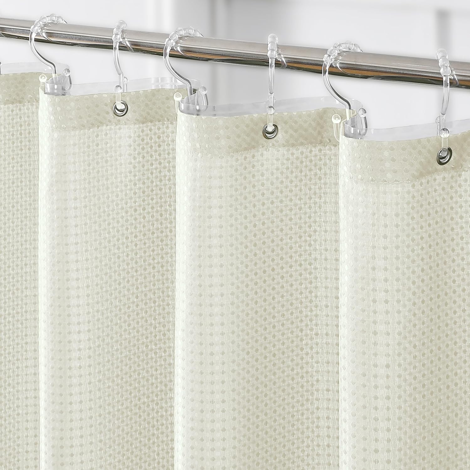 Ivory Waffle Shower Curtain Set