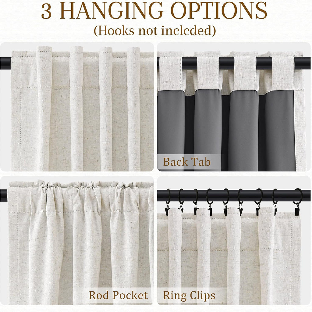 Natural Ivory Linen Blackout Curtains 94 Inch